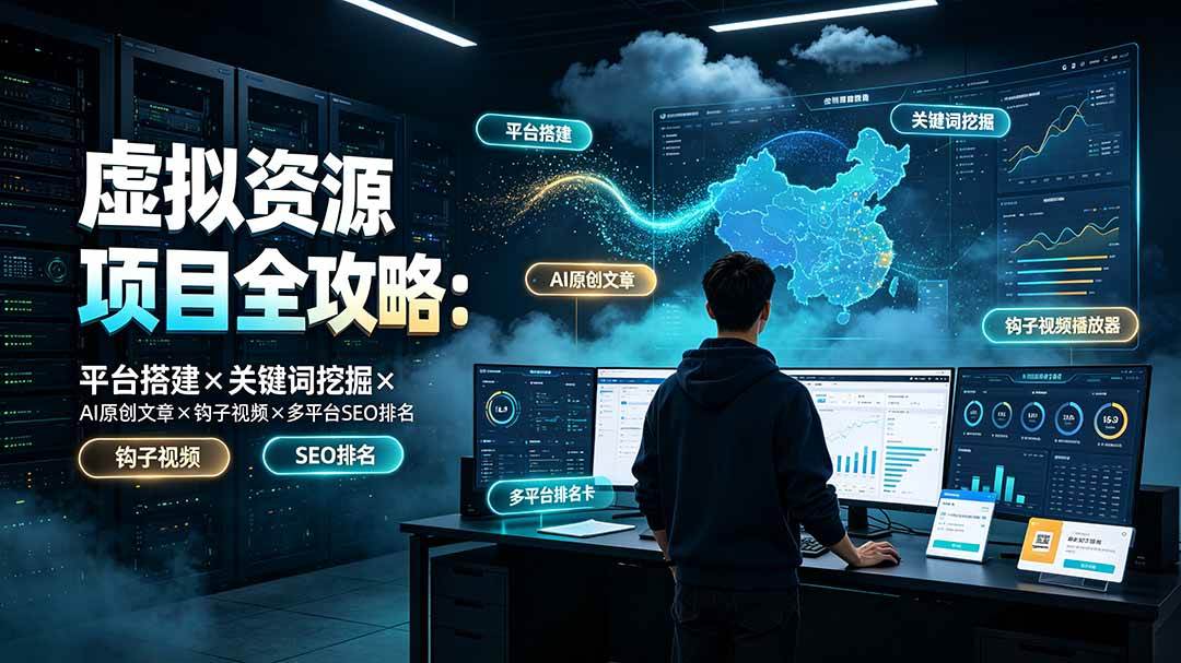（19322期）虚拟资源项目全攻略：平台搭建×关键词挖掘×AI原创文章×钩子视频×多平台SEO排名-汇课新知资源网