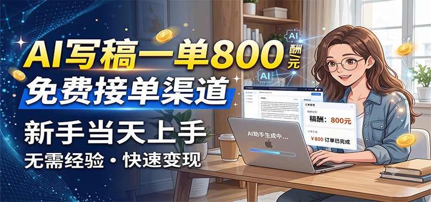 AI写稿一单800,免费接单渠道,一单一结几十到上千,新手当天上手-汇课新知资源网