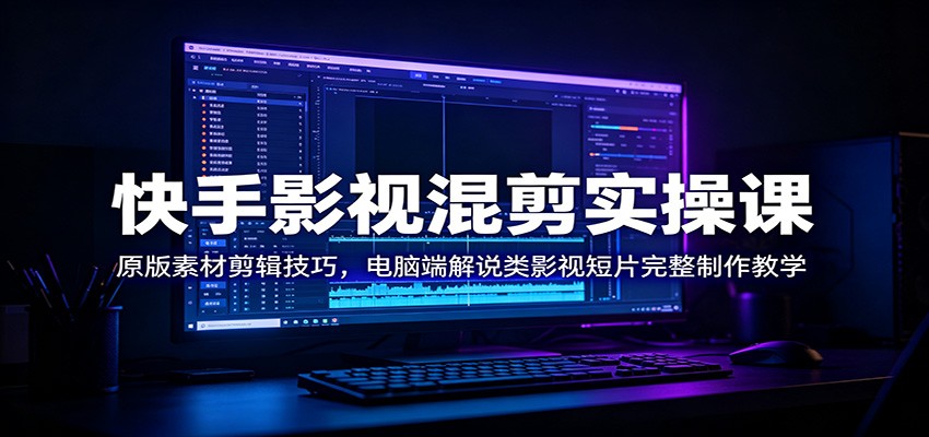快手影视混剪实操课:原版素材剪辑技巧,电脑端解说类影视短片完整制作教学-汇课新知资源网