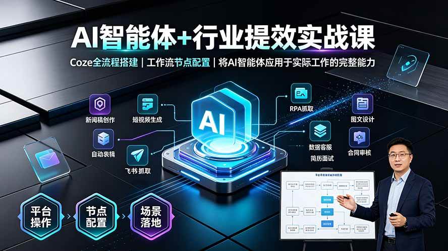 （19281期）AI智能体+行业提效实战课·Coze全流程搭建｜工作流节点配置｜将AI智能体应用于实际工作的完整能力-汇课新知资源网