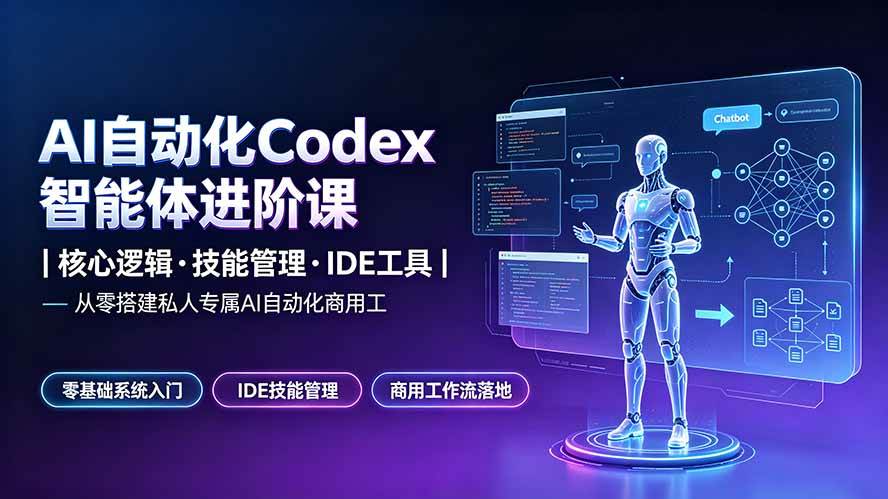 （19245期）AI自动化Codex智能体进阶课｜核心逻辑·技能管理·IDE工具｜从零搭建私人专属AI自动化商用工作流-汇课新知资源网