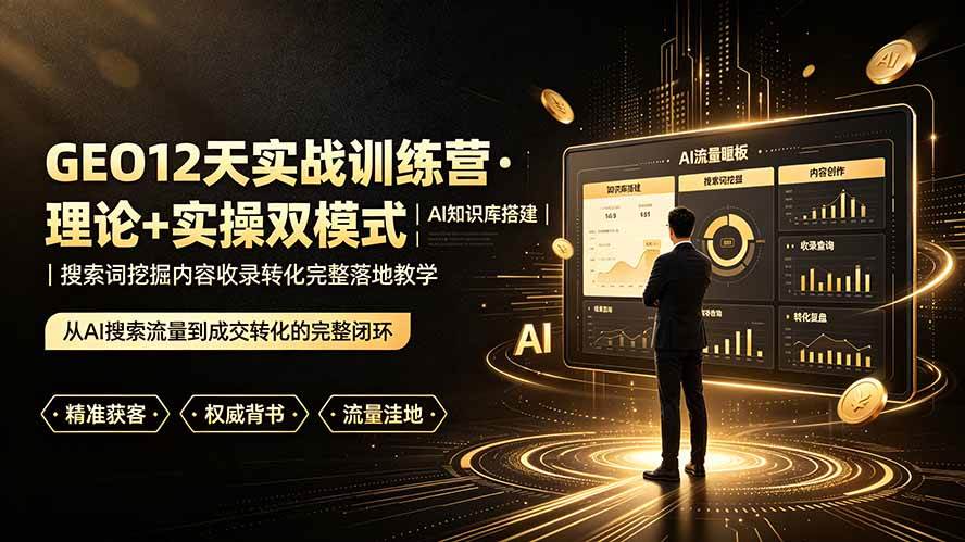 （19277期）GEO12天实战训练营·理论+实操双模式｜AI知识库搭建｜搜索词挖掘内容收录转化完整落地教学-汇课新知资源网