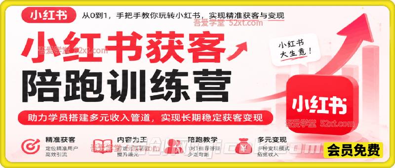 小红书获客陪跑训练营,助力学员搭建多元收入管道,实现长期稳定获客变现。-汇课新知资源网