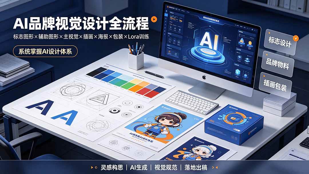 （19372期）AI品牌视觉设计全流程：标志图形×辅助图形×主视觉×插画×海报×包装×Lora训练，系统掌握AI设计体系-汇课新知资源网