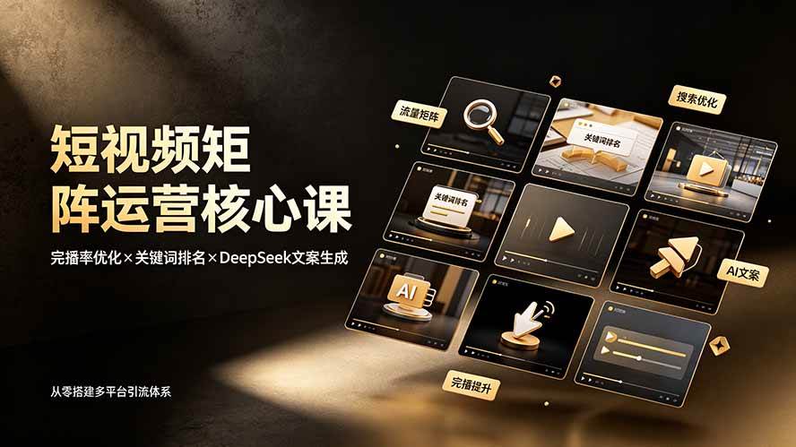 （19259期）短视频矩阵运营核心课：完播率优化×关键词排名×DeepSeek文案生成，从零搭建多平台引流体系-汇课新知资源网