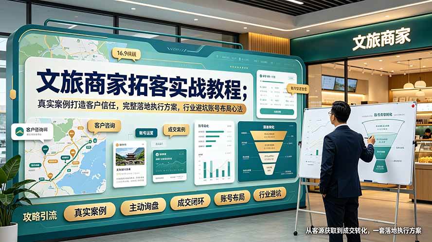 （19273期）文旅商家拓客实战教程；真实案例打造客户信任，完整落地执行方案，行业避坑账号布局心法-汇课新知资源网