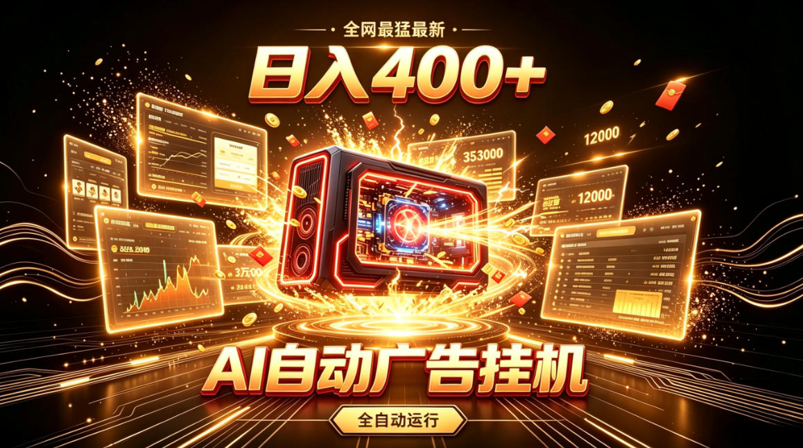 全网最猛最新的AI自动广告挂G,狠收益日入400+,真正做到躺賺式变现【揭秘】-汇课新知资源网