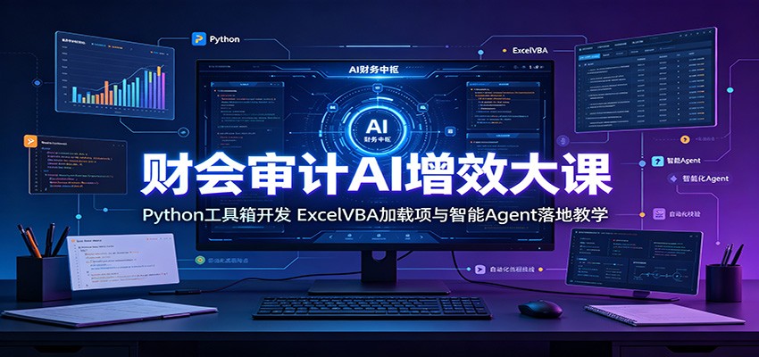 财会审计AI增效大课：Python工具箱开发，ExcelVBA加载项与智能Agent落地教学-汇课新知资源网