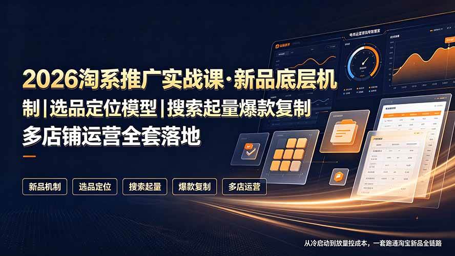 （19272期）2026淘系推广实战课·新品底层机制｜选品定位模型｜搜索起量爆款复制多店铺运营全套落地教程-汇课新知资源网