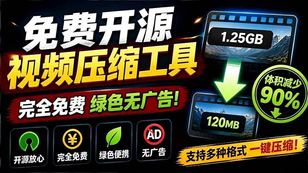 (19495期)Github开源视频压缩瘦身工具,轻松压缩90%,并保持画质清晰,完全免费绿色无广告!VideoSlim-汇课新知资源网