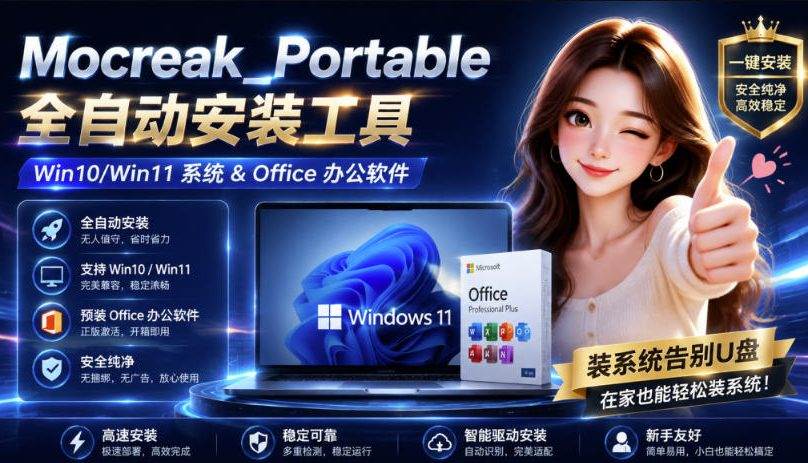 （19970期）Mocreak全自动安装office和win10、win11系统，告别U盘装系统，使用安全可靠-汇课新知资源网