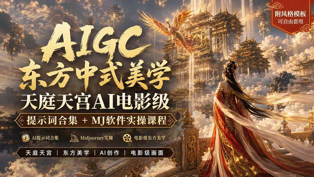 （19998期）AIGC东方中式美学天庭天宫AI电影级提示词合集+MJ软件实操课程-汇课新知资源网