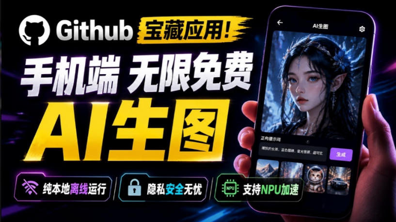 Github宝藏应用！手机端无限免费AI生图，纯本地离线运行，支持NPU加速斩获3.1k stars，local-dream-汇课新知资源网