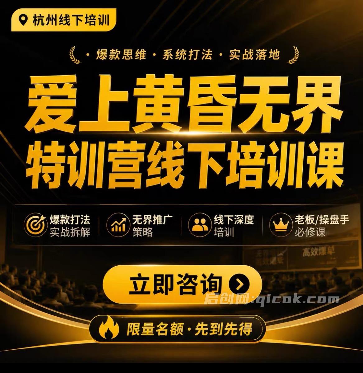 爱上黄昏无界特训营AI推广实战7月27-30杭州线下课(价值9800元)-汇课新知资源网