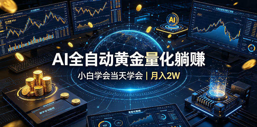 AI全自动黄金量化躺赚:小白学会当天学会,月入2W!-汇课新知资源网