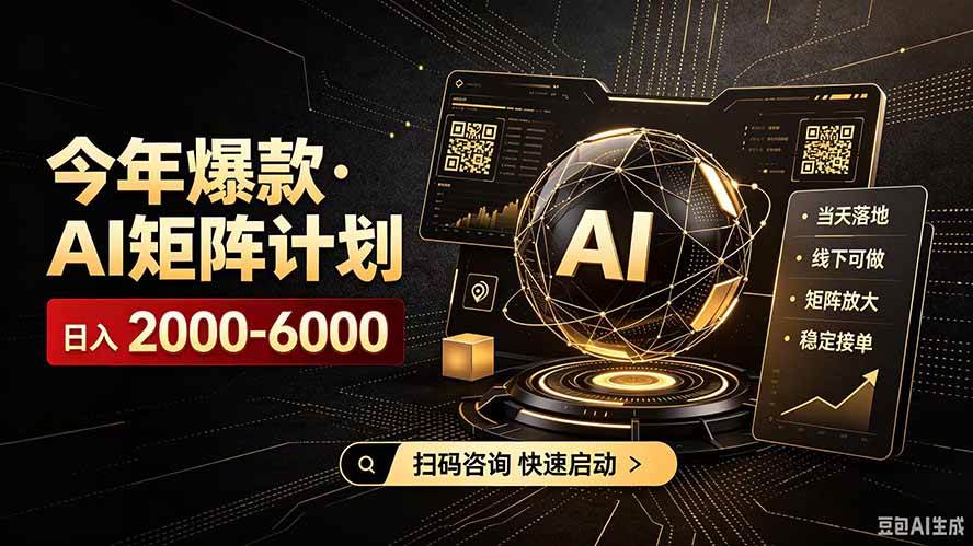 (19703期)AI矩阵计划!日收益3000-8000+,项目绿色长久,安全合规靠谱,可批量放大。扶持工作室和分公司-汇课新知资源网