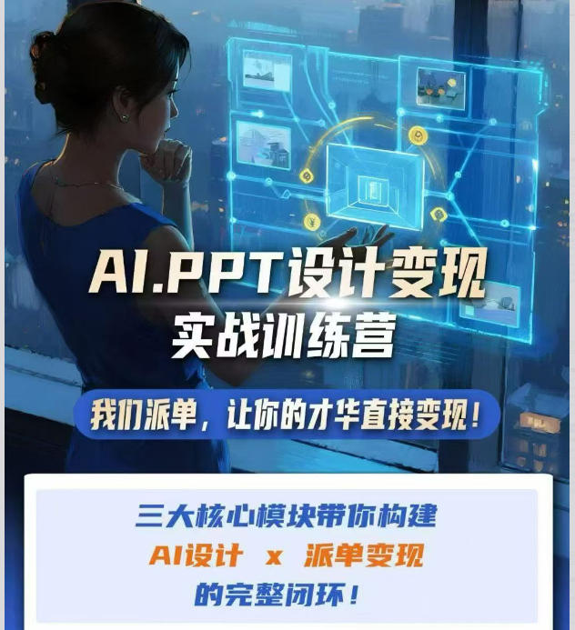 AI+PPT设计变现实战训练营，我们派单，让你的才华直接变现，三大核心模块带你构建Al设计x派单变现的完整闭环-汇课新知资源网