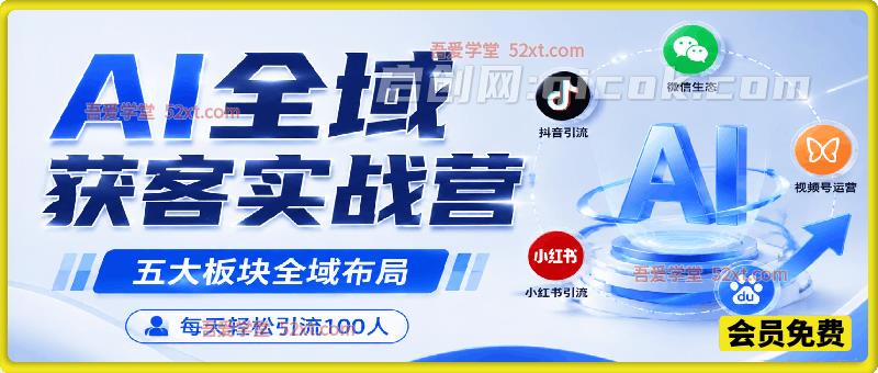 AI全域获客实战营,五大板块全域布局,每天轻松引流100人 AI全域获客实战营,五大板块全域布局,每天轻松引流100人