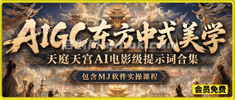 AIGC东方中式美学天庭天宫AI电影级提示词合集，上了CCTV的AI视频，包含MJ实操课程-汇课新知资源网