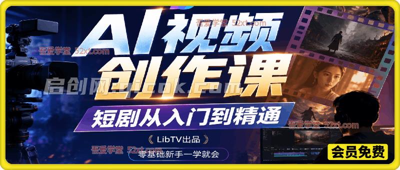 AI 视频创作课,短剧从入门到精通。LibTV 出品。零基础新手一学就会-汇课新知资源网