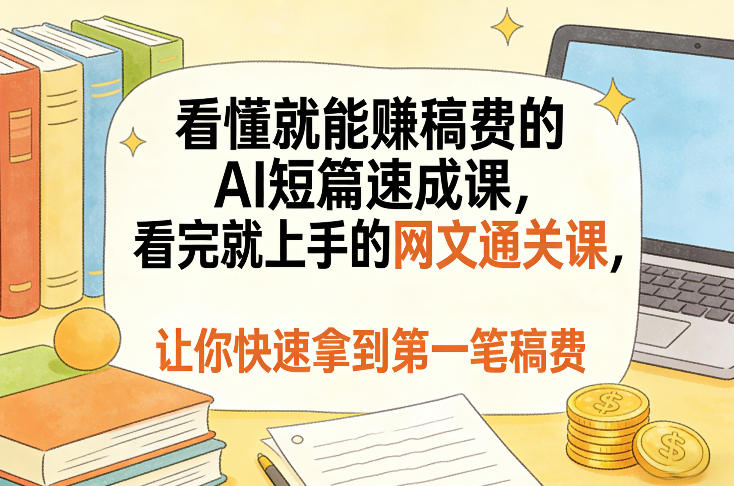 看懂就能賺稿费的AI短篇速成课,看完就上手的网文通关课,让你快速拿到第一笔稿费(更新8月)-汇课新知资源网