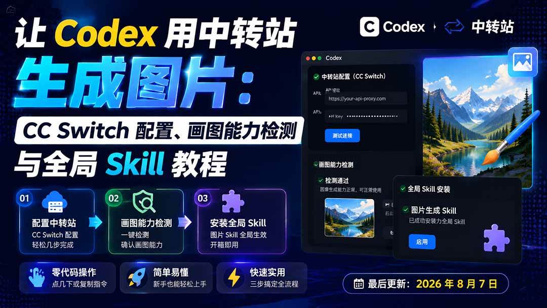 (19777期)让 Codex 用中转站生成图片:CC Switch 配置、画图能力检测与全局 Skill 教程-汇课新知资源网