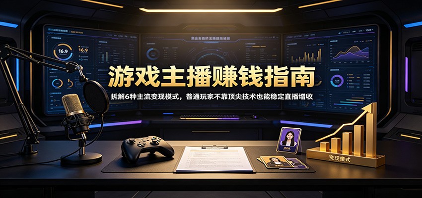 游戏主播赚钱指南:拆解6种主流变现模式,普通玩家不靠顶尖技术也能稳定直播增收-汇课新知资源网