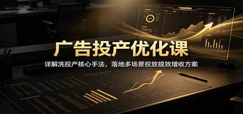 广告投产优化课:详解洗投产核心手法,落地多场景投放提效增收方案-汇课新知资源网
