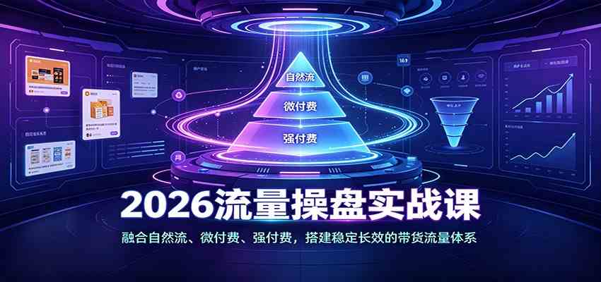 2026流量操盘实战课:融合自然流、微付费、强付费,搭建稳定长效的带货流量体系-汇课新知资源网