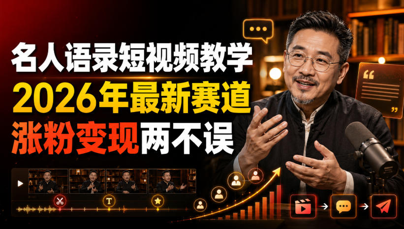 名人语录短视频教学,2026年最新赛道,涨粉变现两不误-汇课新知资源网