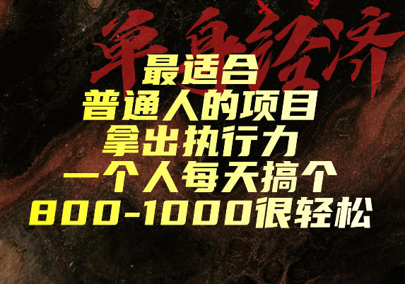 最适合普通人的项目,拿出执行力一个人每天搞个800-1k很轻松【揭秘】-汇课新知资源网