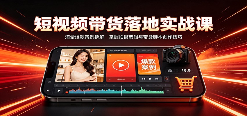 短视频带货落地实战课:海量爆款案例拆解,掌握拍摄剪辑与带货脚本创作技巧-汇课新知资源网