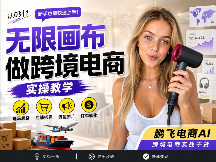 【跨境电商必备】AI无线画布制作商品宣传视频，四步搞定，无线画布工作流，操作简单好上手-汇课新知资源网