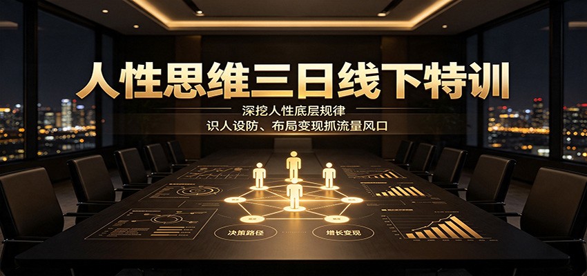 人性思维三日线下特训:深挖人性底层规律,识人设防、布局变现抓流量风口-汇课新知资源网