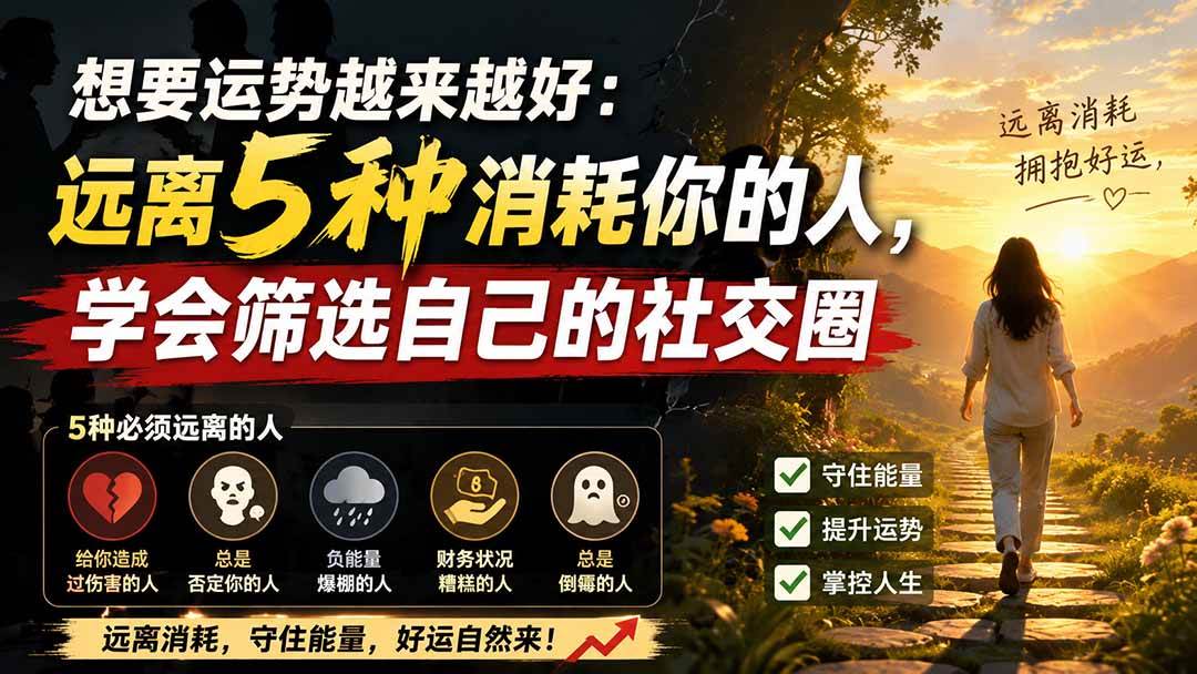 （19965期）付费文章：想要运势越来越好：远离5种消耗你的人，学会筛选自己的社交圈-汇课新知资源网