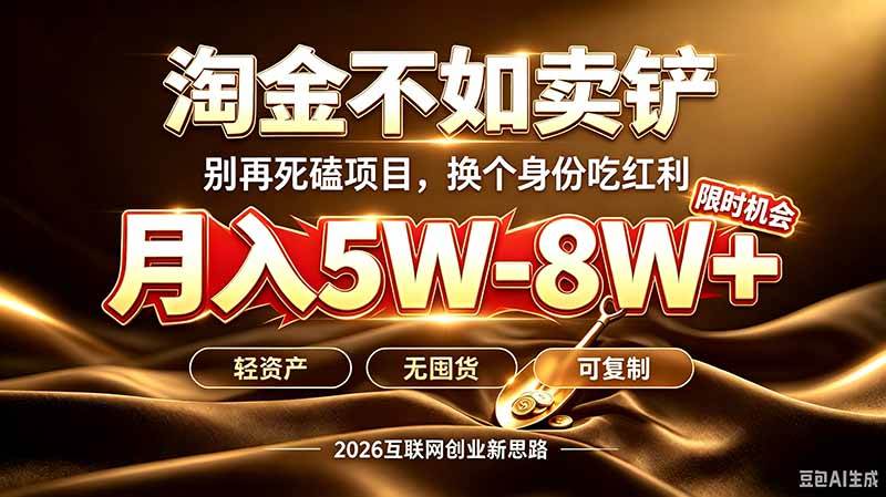 （20152期）别再傻乎乎埋头跑项目！互联网真正赚钱逻辑：做卖铲人，拒绝当韭菜，逆风翻盘月入5-8W+
