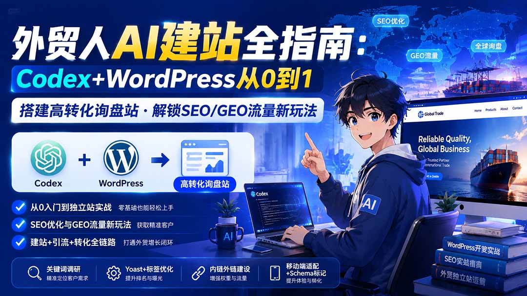 （20003期）外贸人AI建站全指南：Codex+WordPress从0到1·搭建高转化询盘站·解锁SEO/GEO流量新玩法-更新8月-汇课新知资源网