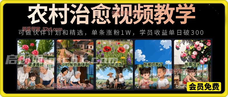 小田农村治愈短视频教学,30万博主课程,可做伙伴计划和精选-汇课新知资源网