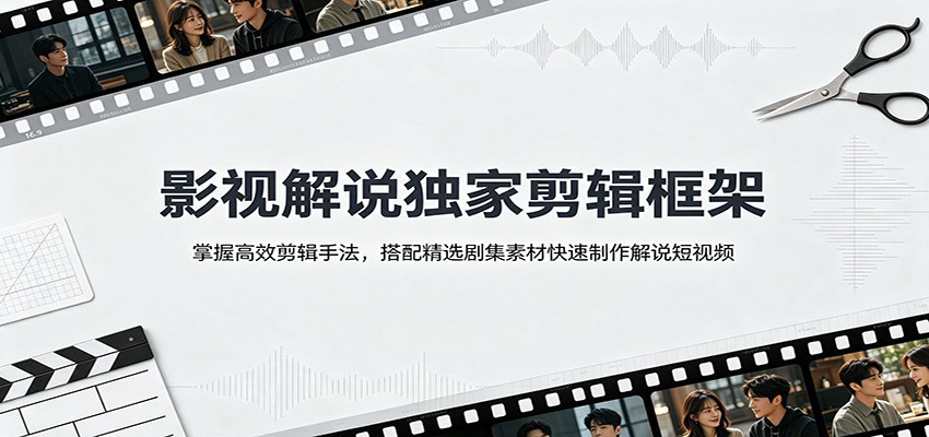影视解说独家剪辑框架:掌握高效剪辑手法,搭配精选剧集素材快速制作解说短视频-汇课新知资源网