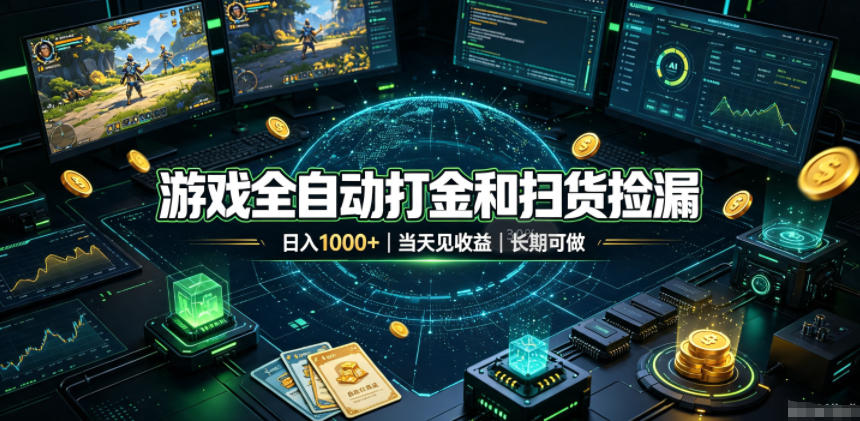 游戏全自动打金和扫货捡漏,日入1k+,当天见收益,长期可做!【揭秘】-汇课新知资源网