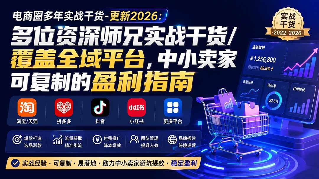 （20012期）电商圈多年实战干货-更新2026：多位资深师兄实战干货/覆盖全域平台，中小卖家可复制的盈利指南-汇课新知资源网