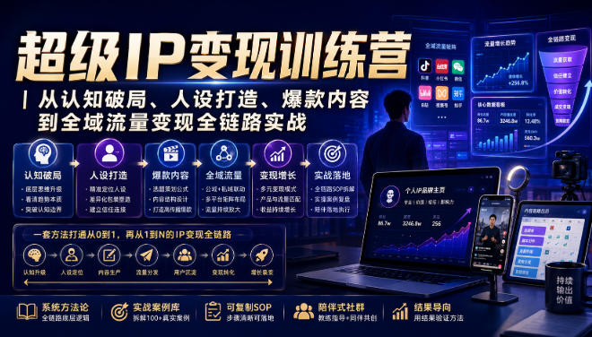 超级IP变现训练营|从认知破局、人设打造、爆款内容到全域流量变现全链路实战-汇课新知资源网