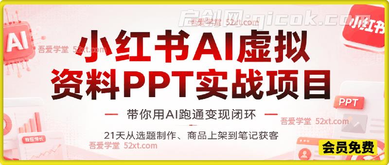 小红书AI虚拟资料PPT实战项目,21天从选题制作、商品上架到笔记获客,带你用AI跑通变现闭环-汇课新知资源网