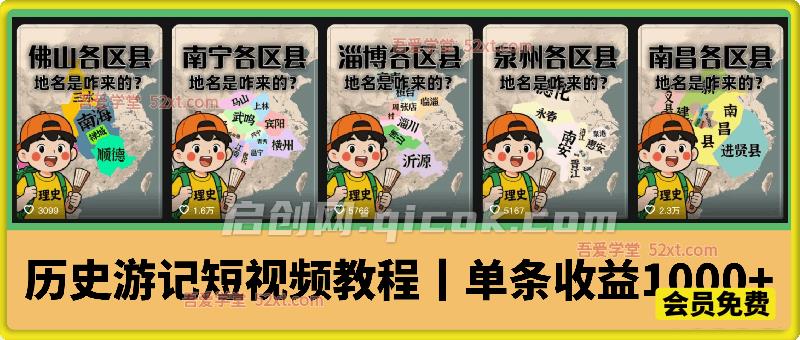 历史游记短视频教程，热门赛道条条爆赞，单条独家精选收益1000+