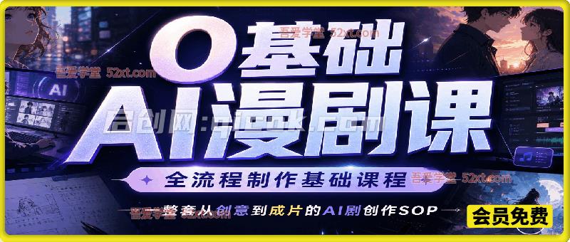 0基础AI漫剧课，全流程制作基础课程，一整套从创意到成片的AI剧创作SOP