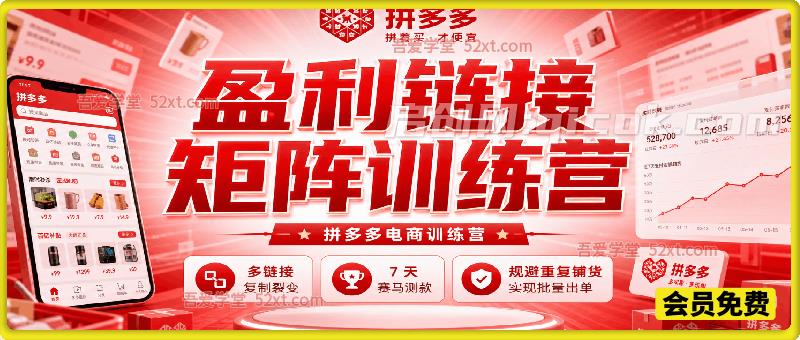 拼多多2026盈利链接矩阵训练营，多链接复制裂变，7 天赛马测款，规避重复铺货实现批量出单