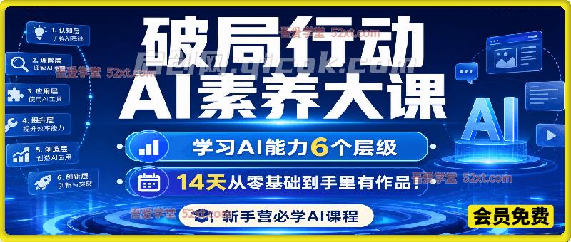 破局行动AI素养新手营大课（8月14日课程），学习AI能力6个层级，14天从零基础到手里有作品！