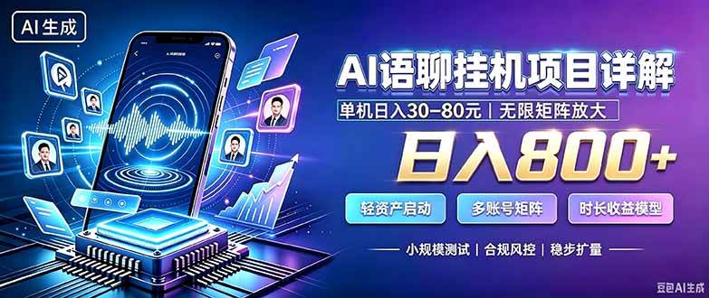 （20314期）AI语聊挂机，日入800+，适用个人副业，工作室矩阵操作
