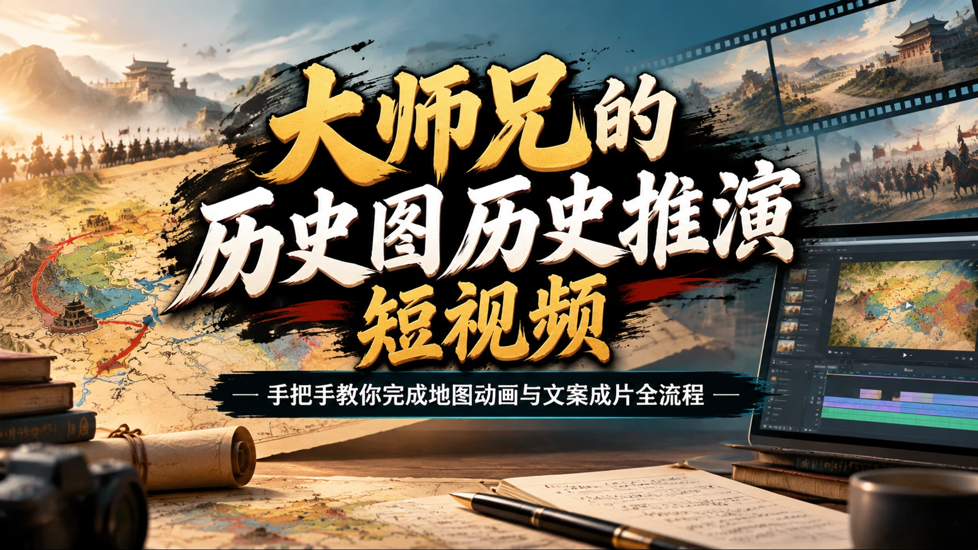 大师兄的历史图历史推演短视频，手把手教你完成地图动画与文案成片全流程