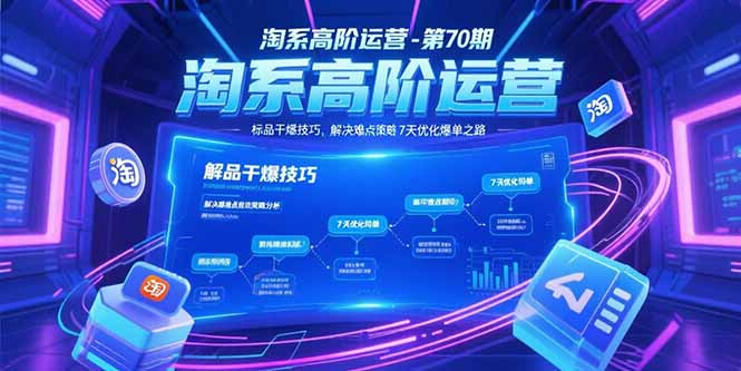 淘系高阶运营-第70期，标品干爆技巧，解决难点策略，大佬操盘方法-汇课新知资源网